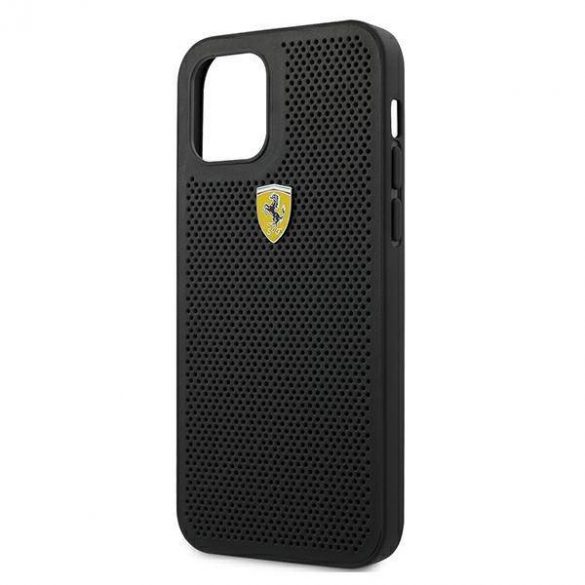 Carcasă rigidă Ferrari FESPEHCP12MBK pentru iPhone 12/12 Pro 6,1" czarny/negru On Track perforată