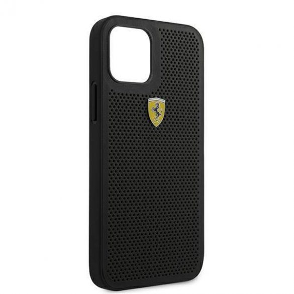 Carcasă rigidă Ferrari FESPEHCP12MBK pentru iPhone 12/12 Pro 6,1" czarny/negru On Track perforată