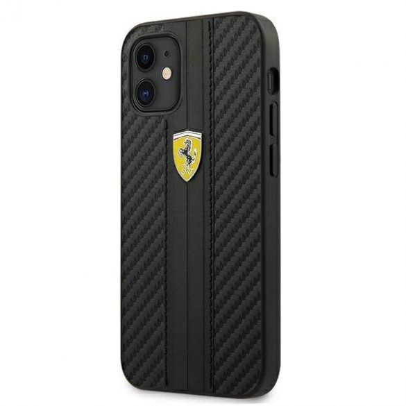 Ferrari FESNECHCP12SBK iPhone 12 mini 5,4" carcasa rigidă/neagră On Track PU Carbon