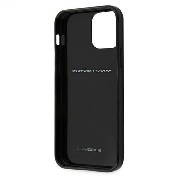 Carcasă rigidă Ferrari FERCAHCP12SBK pentru iPhone 12 mini de 5,4 inchi/negru, On Track Real Carbon