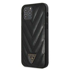 Guess GUHCP12LPUVQTMLBK Husă rigidă pentru iPhone 12 Pro Max 6,7 inchi, negru/czarny, husă V-Quilted Collection