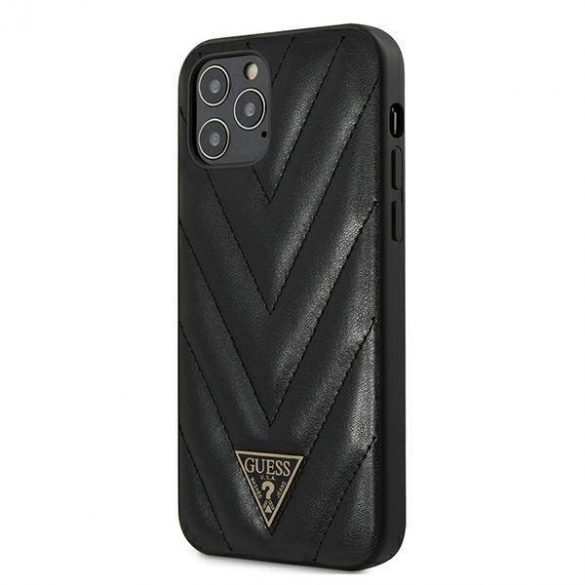 Guess GUHCP12LPUVQTMLBK Husă rigidă pentru iPhone 12 Pro Max 6,7 inchi, negru/czarny, husă V-Quilted Collection