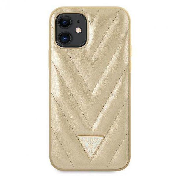 Guess GUHCP12SPUVQTMLBE Husă rigidă pentru iPhone 12 mini de 5,4" złoty/aurie Husă V-Quilted Collection