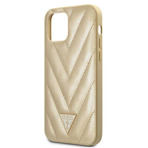 Guess GUHCP12SPUVQTMLBE Husă rigidă pentru iPhone 12 mini de 5,4" złoty/aurie Husă V-Quilted Collection