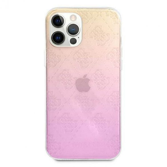 Guess GUHCP12M3D4GGPG Husa pentru iPhone 12/12 Pro 6,1" roz rosu 3D Raised 4G Gradient