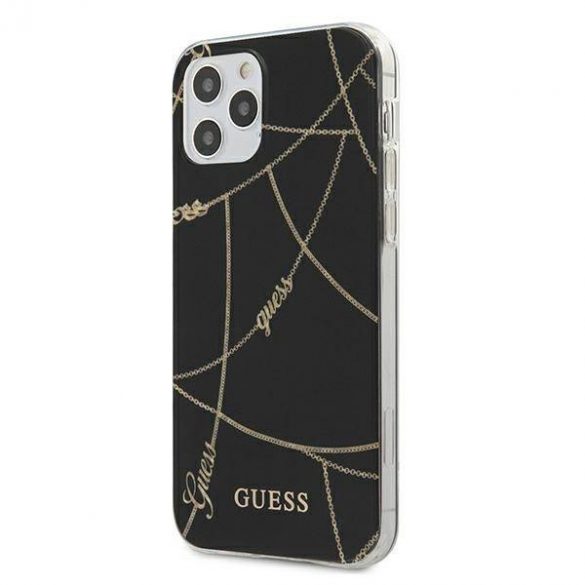 Guess GUHCP12LPCUCHBK Husă rigidă pentru iPhone 12 Pro Max 6,7" negru/czarny Husă Gold Chain Collection