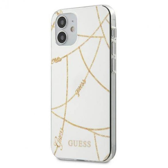 Guess GUHCP12SPCUCHWH Husă rigidă pentru iPhone 12 mini 5,4" biały/alb Husă Gold Chain Collection