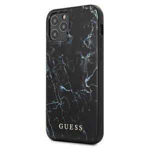 Guess GUHCP12LPCUMABK Husă marmură pentru iPhone 12 Pro Max, 6,7 inchi, neagră/negru