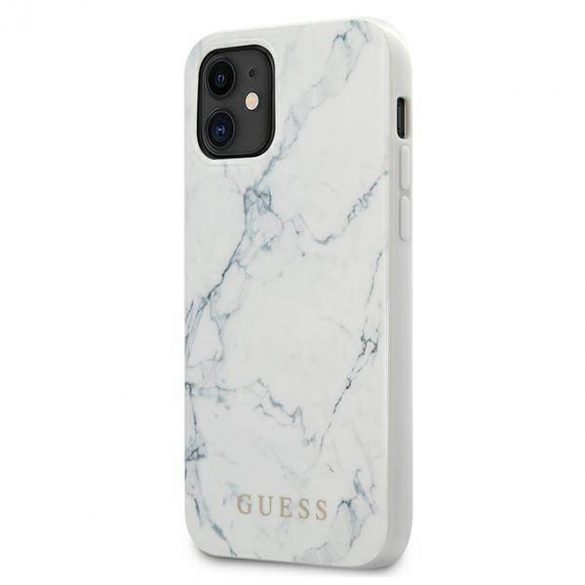 Guess GUHCP12SPCUMAWH Husă rigidă marmură pentru iPhone 12 mini, 5,4" biały/alb