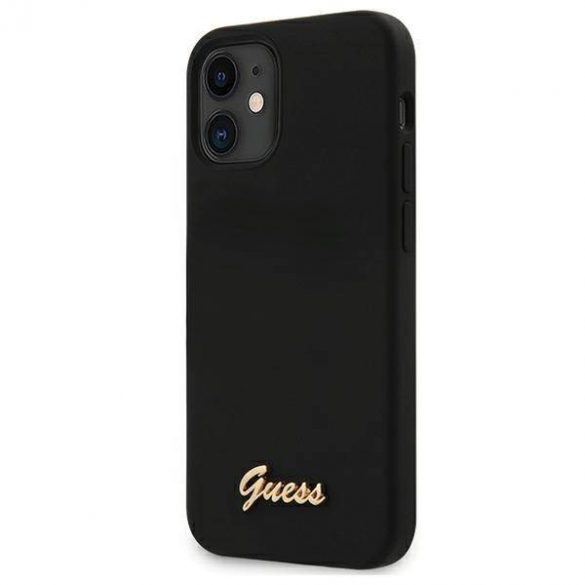 Guess GUHCP12SLSLMGBK iPhone 12 mini 5,4" negru/czarny husă rigidă Silicone Script Gold Logo