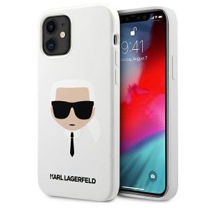 Karl Lagerfeld KLHCP12SSLKHWH iPhone 12 mini 5,4" alb/alb  hard Husă Silicone Karl's Head