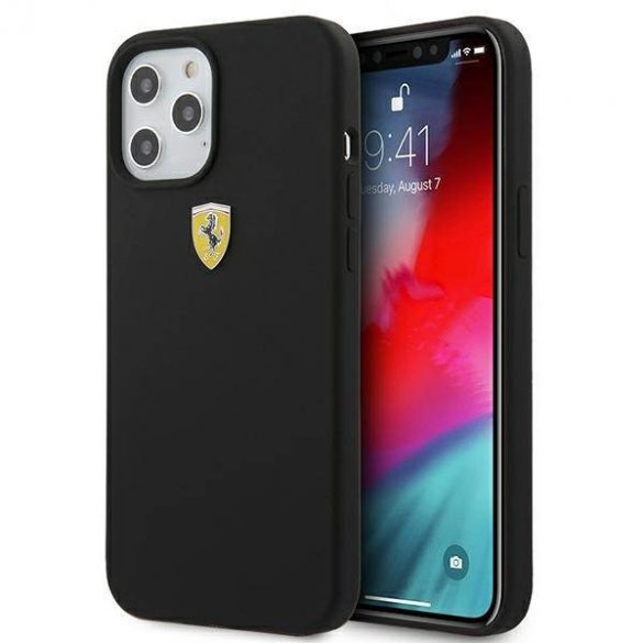 Carcasă rigidă Ferrari FESSIHCP12LBK pentru iPhone 12 Pro Max, 6,7 inchi, neagră/czarny Husă din silicon On Track