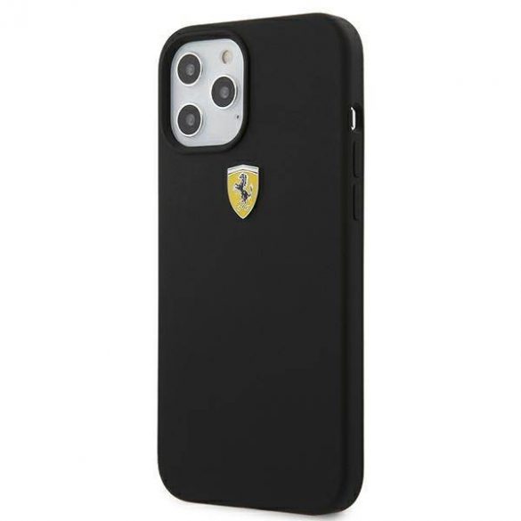 Carcasă rigidă Ferrari FESSIHCP12LBK pentru iPhone 12 Pro Max, 6,7 inchi, neagră/czarny Husă din silicon On Track