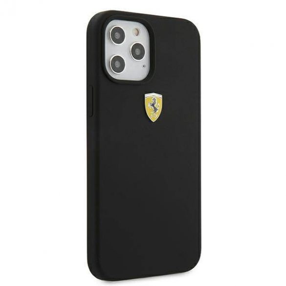 Carcasă rigidă Ferrari FESSIHCP12LBK pentru iPhone 12 Pro Max, 6,7 inchi, neagră/czarny Husă din silicon On Track