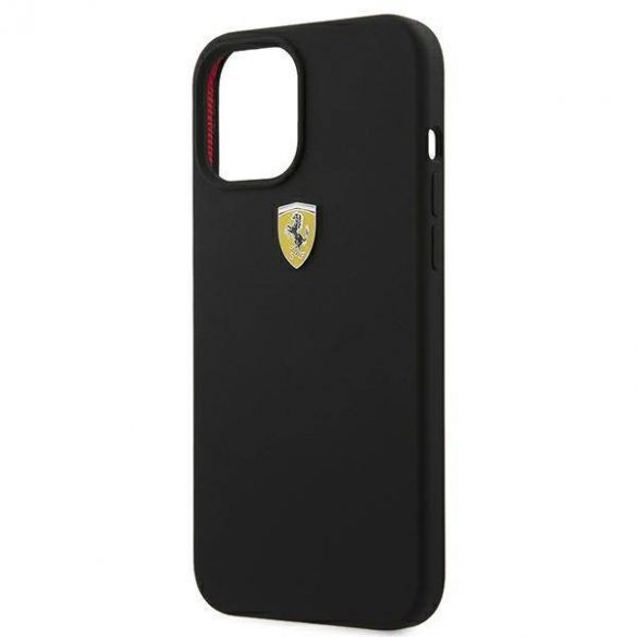 Carcasă rigidă Ferrari FESSIHCP12LBK pentru iPhone 12 Pro Max, 6,7 inchi, neagră/czarny Husă din silicon On Track