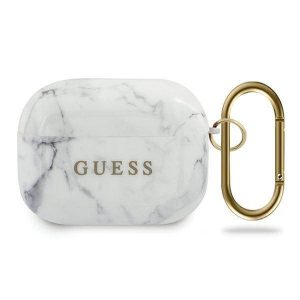 Guess GUACAPTPUMAWH AirPods Pro Husă alb/alb  Marble Collection husă