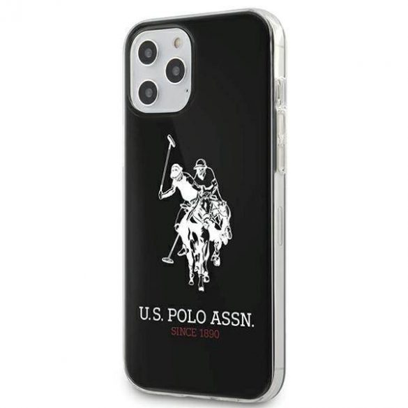 US Polo USHCP12MTPUHRBK Husă pentru iPhone 12/12 Pro 6,1 inchi, neagră/neagră, Shiny Big Logo