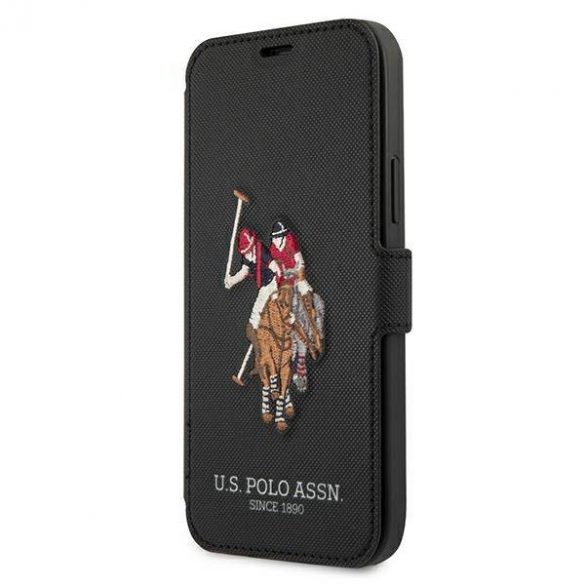 US Polo USFLBKP12MPUGFLBK Husă Polo Brodery Collection pentru iPhone 12/12 Pro 6,1" cu carte neagră/czarny