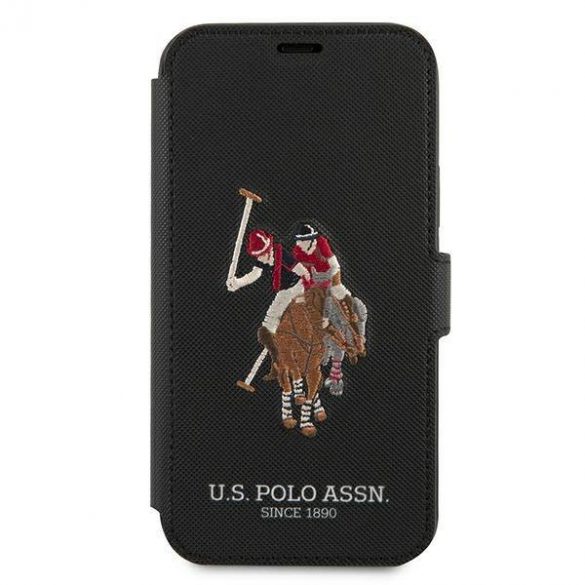 US Polo USFLBKP12MPUGFLBK Husă Polo Brodery Collection pentru iPhone 12/12 Pro 6,1" cu carte neagră/czarny