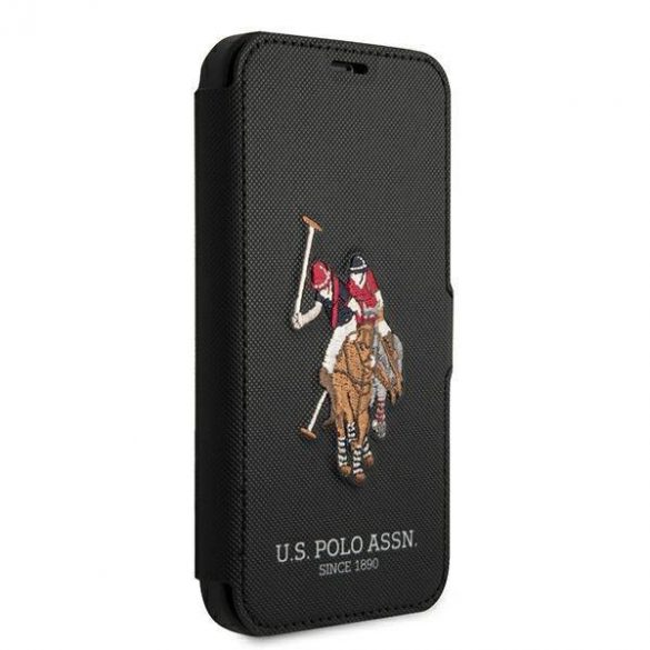 US Polo USFLBKP12MPUGFLBK Husă Polo Brodery Collection pentru iPhone 12/12 Pro 6,1" cu carte neagră/czarny