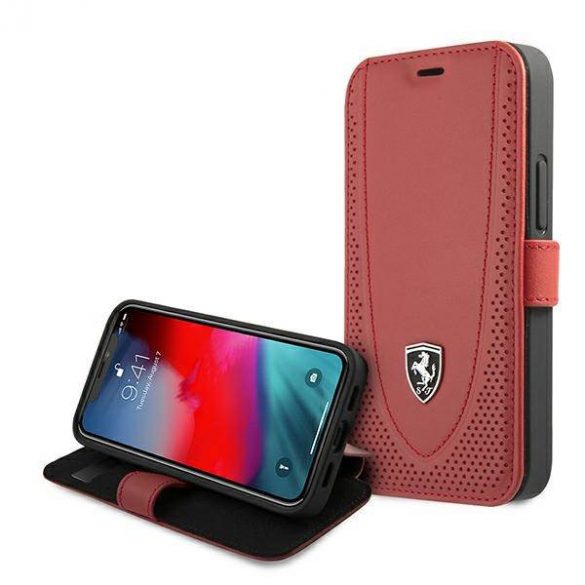 Ferrari FEOGOFLBKP12SRE Carcasa perforata Off Track pentru iPhone 12 mini 5,4" czerwony/carte rosie