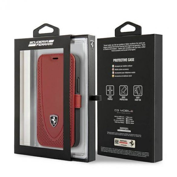 Ferrari FEOGOFLBKP12SRE Carcasa perforata Off Track pentru iPhone 12 mini 5,4" czerwony/carte rosie