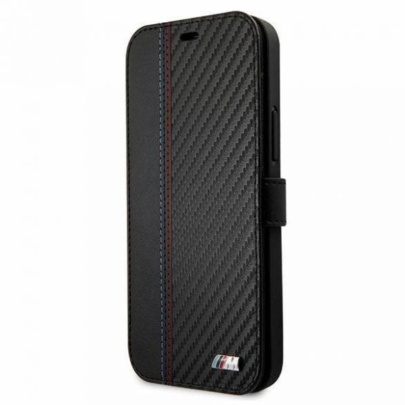 Etui BMW BMFLBKP12SMCARBK iPhone 12 mini 5,4" czarny/black book M Collection PU Carbon Stripe