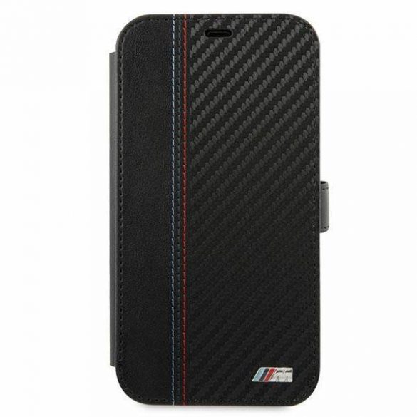 Etui BMW BMFLBKP12SMCARBK iPhone 12 mini 5,4" czarny/black book M Collection PU Carbon Stripe