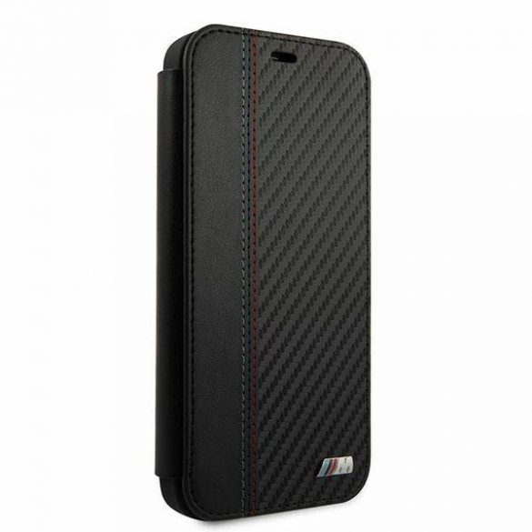 Etui BMW BMFLBKP12LMCARBK iPhone 12 Pro Max 6,7" czarny/black book M Collection PU Carbon Stripe