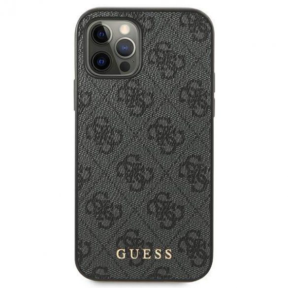 Guess GUHCP12MG4GFGR iPhone 12 / 12 Pro 6,1" gri/gri husă greu 4G Metal Gold Logo husă