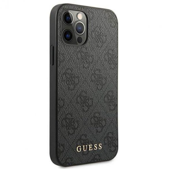 Guess GUHCP12MG4GFGR iPhone 12 / 12 Pro 6,1" gri/gri husă greu 4G Metal Gold Logo husă