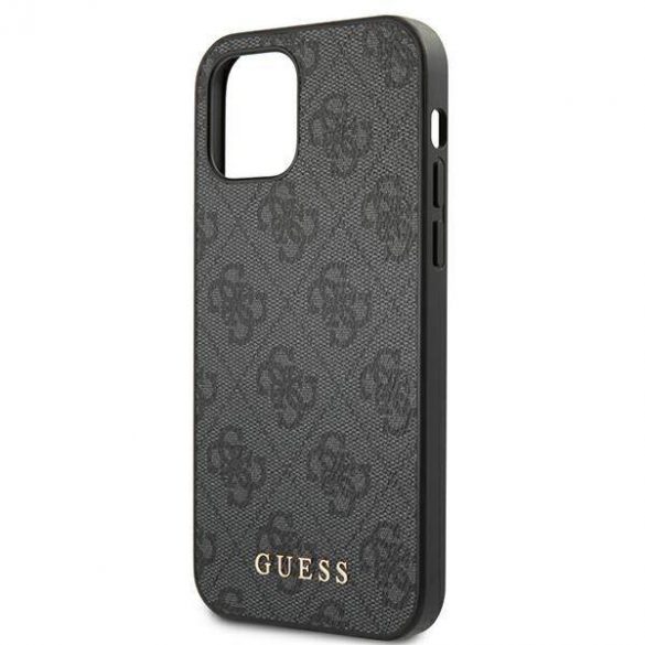 Guess GUHCP12MG4GFGR iPhone 12 / 12 Pro 6,1" gri/gri husă greu 4G Metal Gold Logo husă