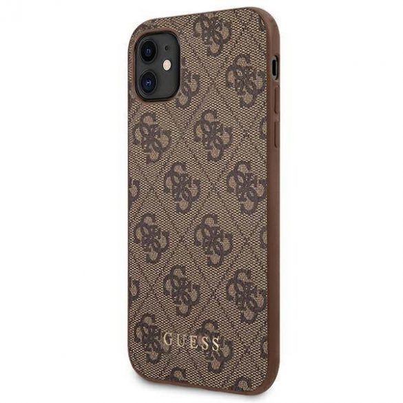 Guess GUHCN61G4GFBR iPhone 11 / Xr 6,1" maro/maro husă greu 4G Metal Gold Logo