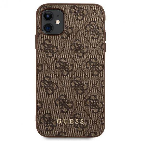 Guess GUHCN61G4GFBR iPhone 11 / Xr 6,1" maro/maro husă greu 4G Metal Gold Logo