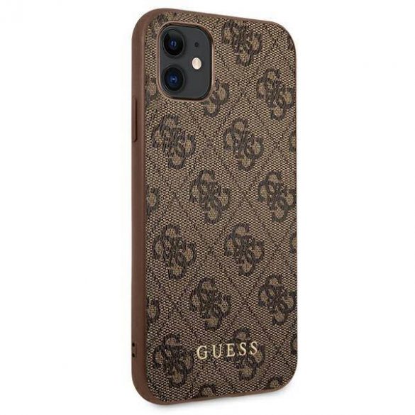 Guess GUHCN61G4GFBR iPhone 11 / Xr 6,1" maro/maro husă greu 4G Metal Gold Logo