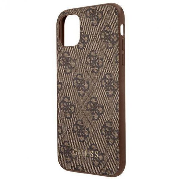 Guess GUHCN61G4GFBR iPhone 11 / Xr 6,1" maro/maro husă greu 4G Metal Gold Logo