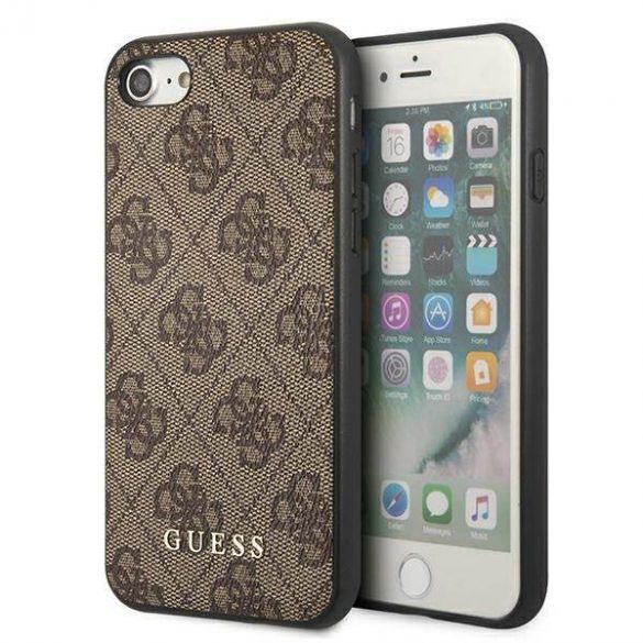 Guess GUHCI8G4GFBR iPhone SE 2022 / 2020 / 7 / 8 maro/maro husă greu 4G Metal Gold Logo husă