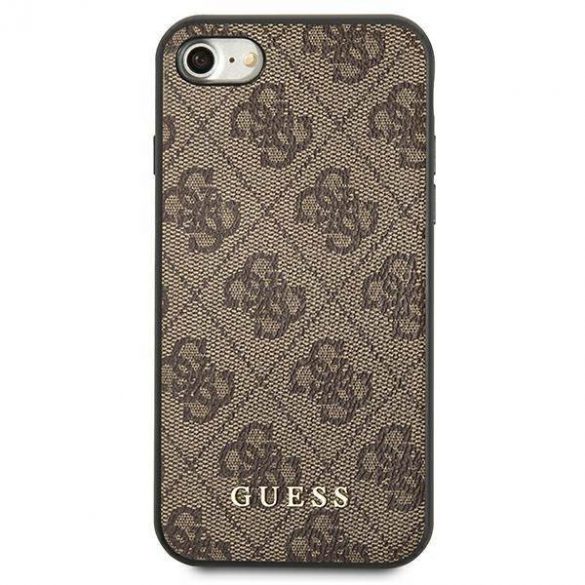 Guess GUHCI8G4GFBR iPhone SE 2022 / 2020 / 7 / 8 maro/maro husă greu 4G Metal Gold Logo husă