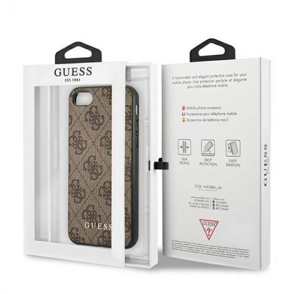 Guess GUHCI8G4GFBR iPhone SE 2022 / 2020 / 7 / 8 maro/maro husă greu 4G Metal Gold Logo husă