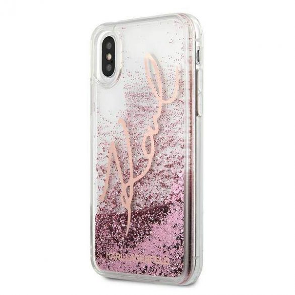 Karl Lagerfeld KLHCPXTRKSRG iPhone X/Xs rose gold/rose gold Glitter Signature husă