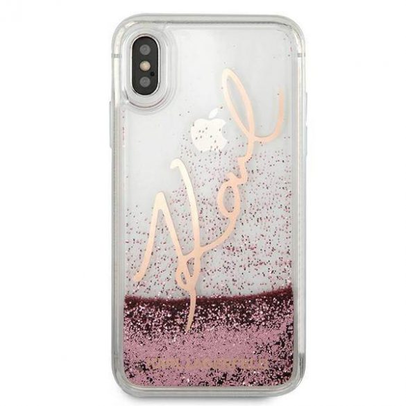 Karl Lagerfeld KLHCPXTRKSRG iPhone X/Xs rose gold/rose gold Glitter Signature husă