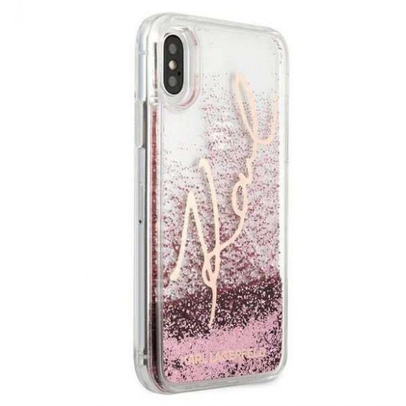 Karl Lagerfeld KLHCPXTRKSRG iPhone X/Xs rose gold/rose gold Glitter Signature husă