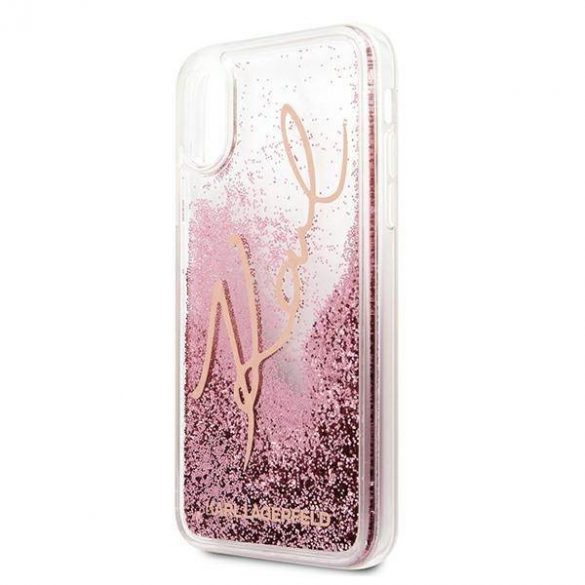 Karl Lagerfeld KLHCPXTRKSRG iPhone X/Xs rose gold/rose gold Glitter Signature husă