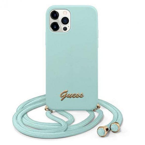 Guess GUHCP12LLSCLMGLB iPhone 12 Pro Max 6,7" jasno niebieski/albastru deschis Husă rigidă metal Logo Cord