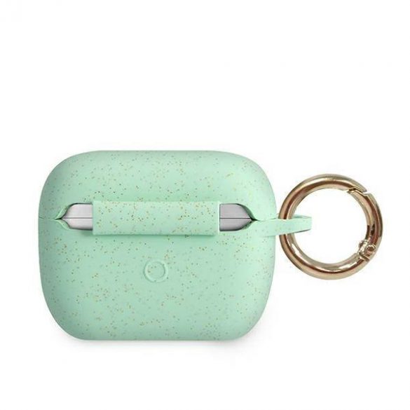 Guess GUACAPSILGLGN Husa AirPods Pro zielony/verde cu sclipici din silicon