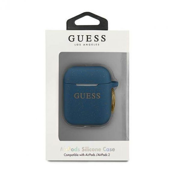 Guess GUACCSILGLBL Husa AirPods 1/2 niebieski/albastru Silicon Glitter