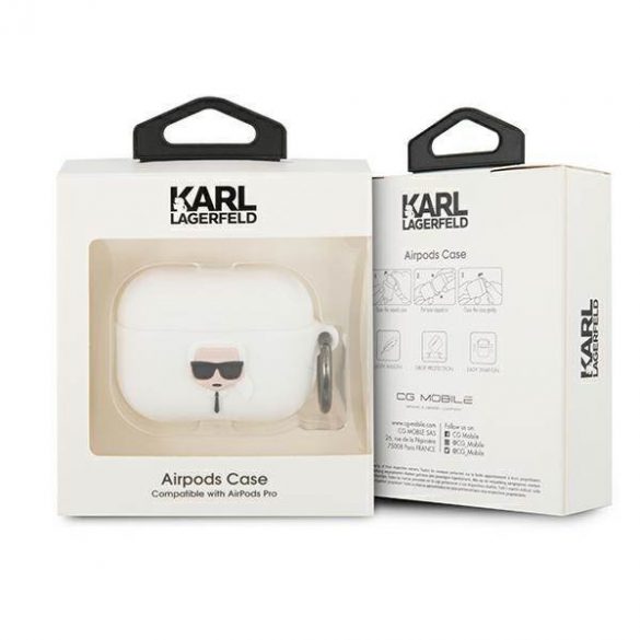 Karl Lagerfeld KLACAPSILGLWH AirPods Pro Husă alb/alb  Silicon Ikonik husă