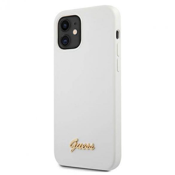 Guess GUHCP12SLSLMGWH iPhone 12 mini 5,4" alb/alb  hard Husă Metal Logo Script husă