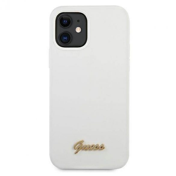 Guess GUHCP12SLSLMGWH iPhone 12 mini 5,4" alb/alb  hard Husă Metal Logo Script husă