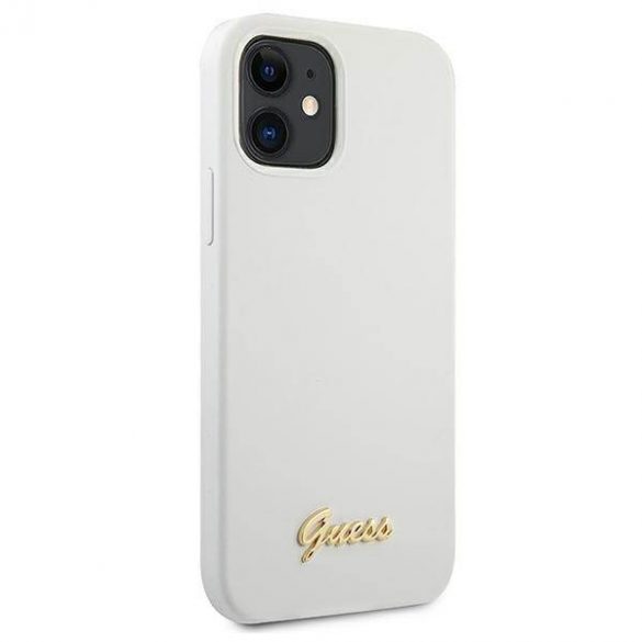 Guess GUHCP12SLSLMGWH iPhone 12 mini 5,4" alb/alb  hard Husă Metal Logo Script husă